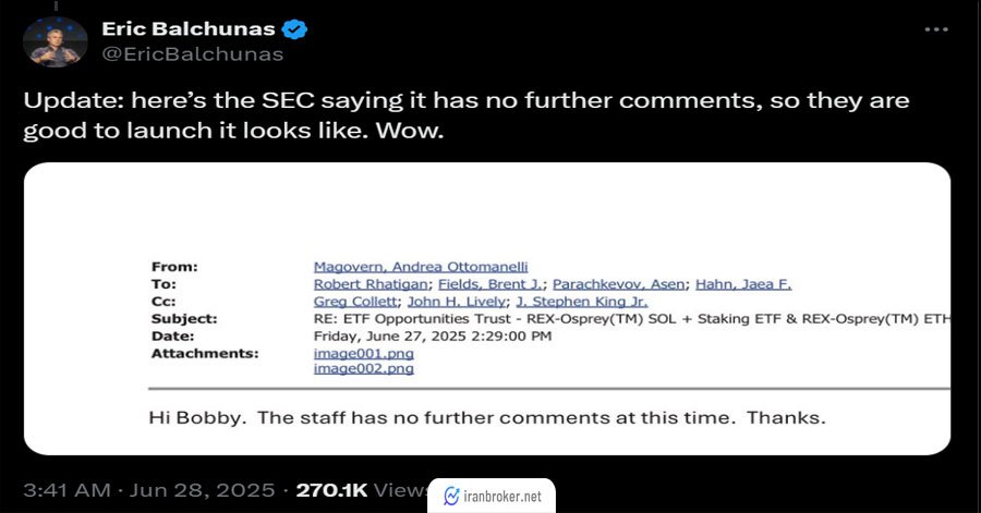 اریک بالکوناس در مورد ETF سولانا