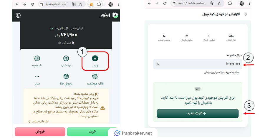 واریز ریال به اینوی