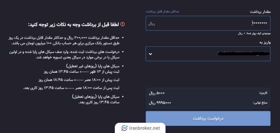 برداشت ریالی در صرافی Cryptian
