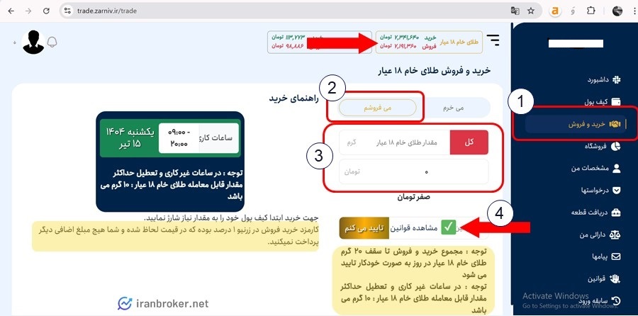 آموزش فروش آنلاین طلا در زرنیو