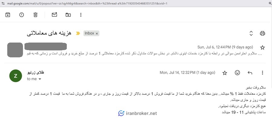 پشتیبانی ایمیل زرنیو