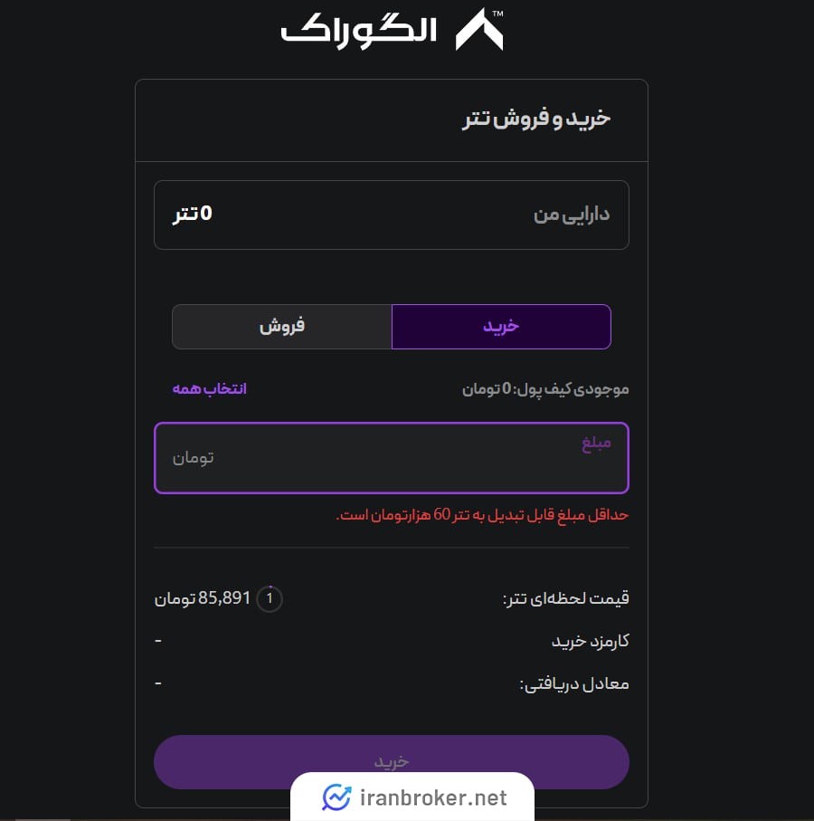 خرید و فروش تتر در پلتفرم الگوراک