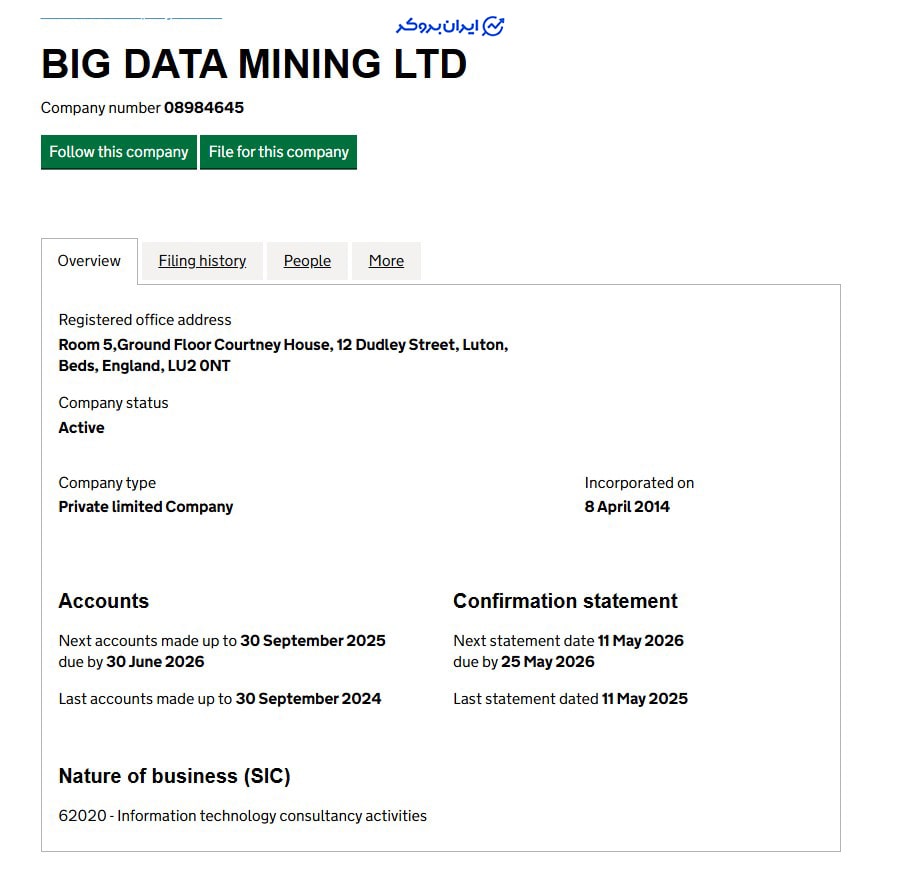 استعلام گواهی شرکت ثبتی Big Minings