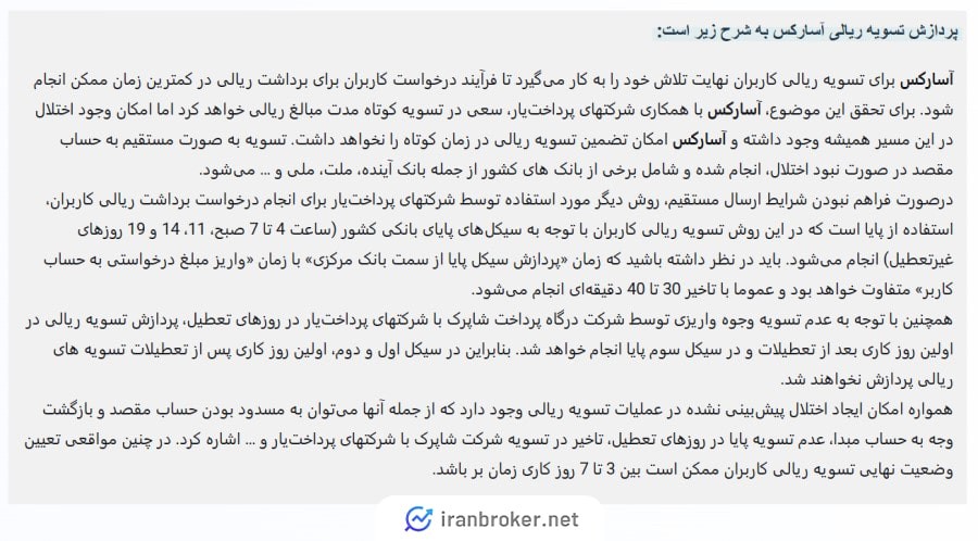 درخواست‌های برداشت ریالی در آسارکس