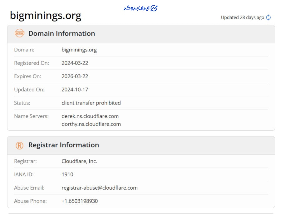 دامنه اینترنتی سایت bigminings.org در who is