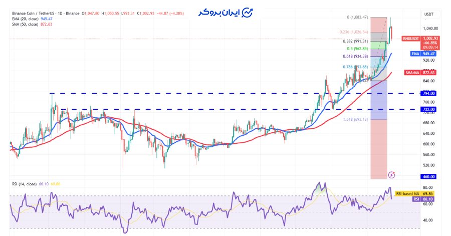 چارت روزانه باینانس کوین