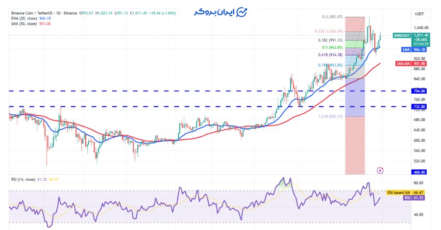 چارت روزانه بایننس کوین