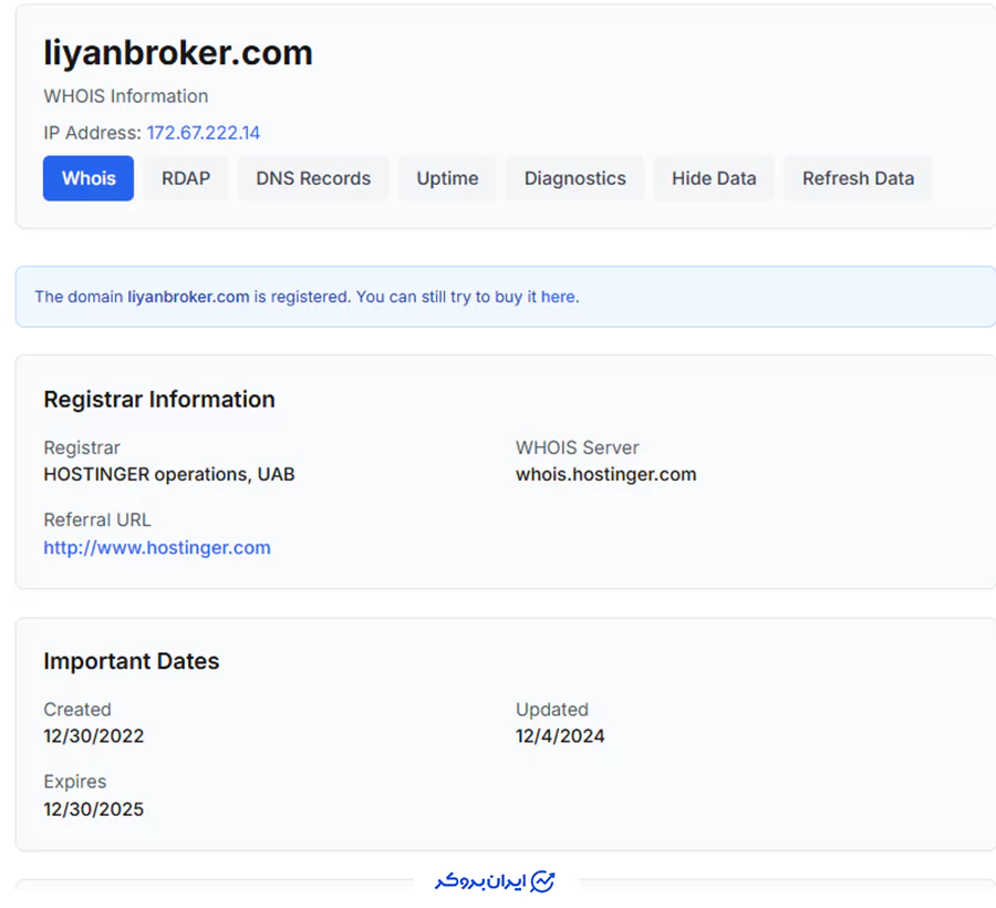 مشخصات دامنه پراپ فرم لیان