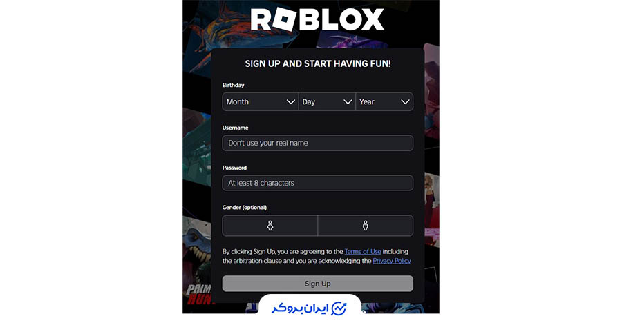 ساخت حساب کاربری در بازی روبلاکس