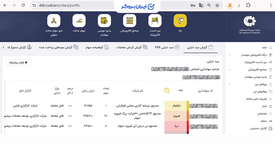 امکانات و خدمات سایت ذینفعان بازار سرمایه
