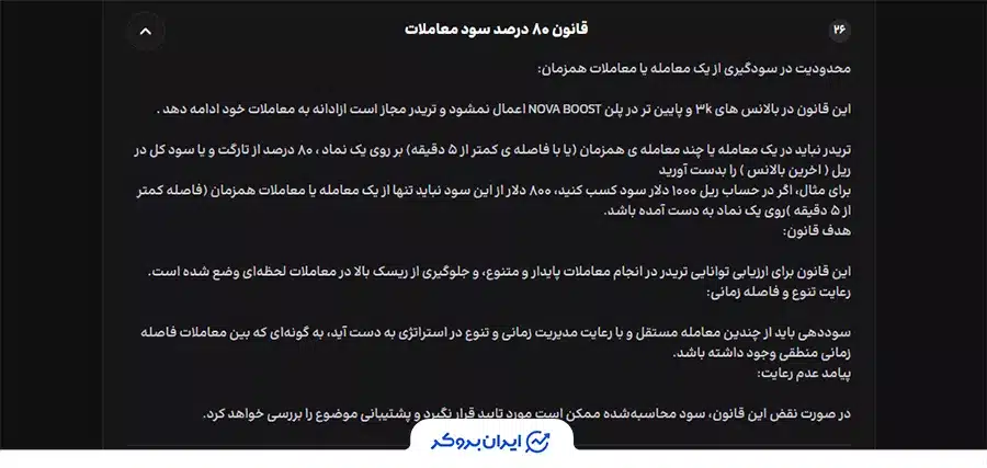 قانون 80 درصد در نوا پراپ