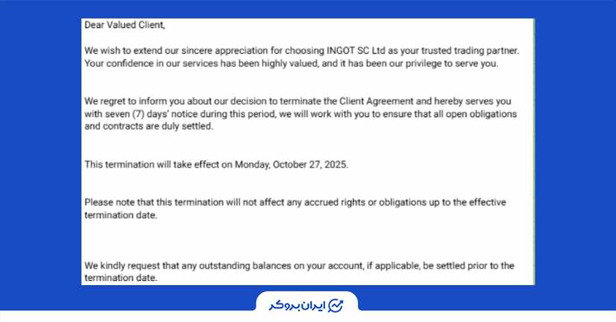 INGOT broker services to Iranians have been cut off