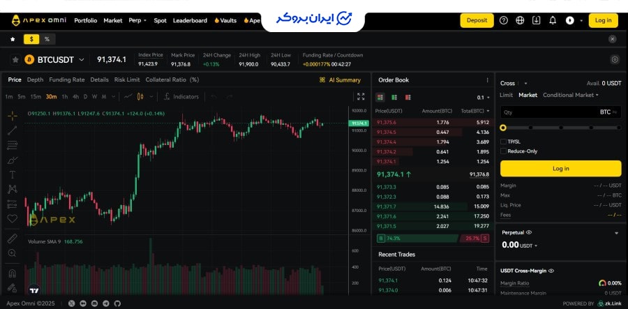 اتصال کیف پول به صرافی Apex Omni