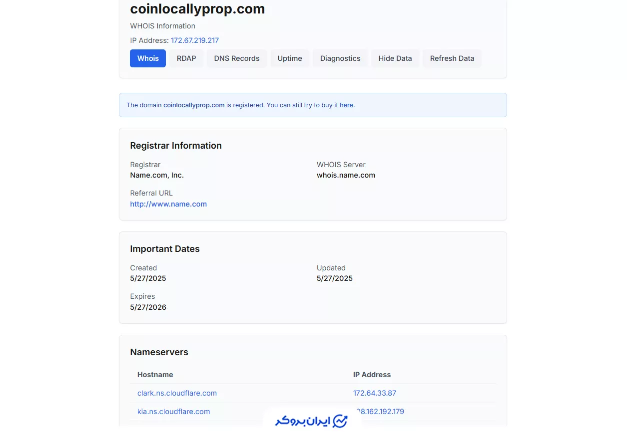 دامنه کوین لوکالی پراپ (Whois)