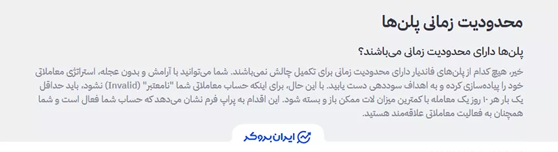 حدودیت زمانی پلن‌ها (Plan Time Limits) در فاند‌یار (Fundyar)