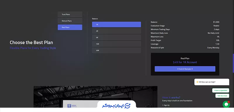  پلن‌های واقعی در تراست پراپ فاند (Trust Prop Fund)
