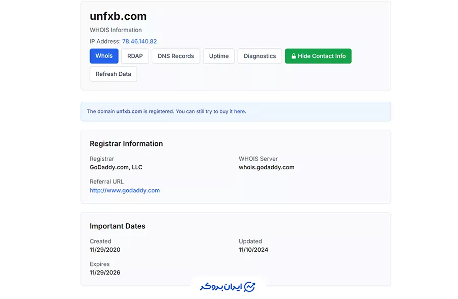 دامنه (Whois) پراپ فرم یونی پرایم (UniPrime Prop)