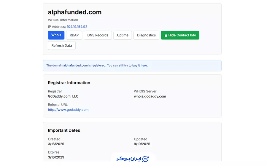 مشخصات دامنه پراپ فرم Alpha Funded