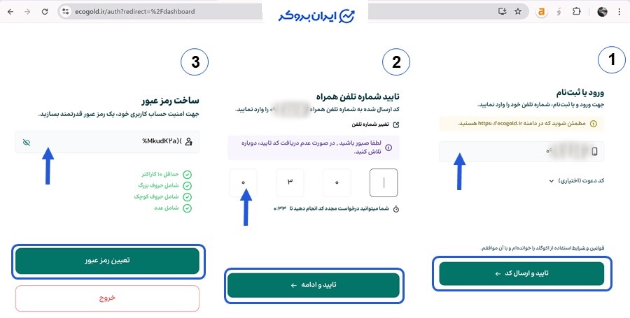 نحوه ثبت نام و ورود اکوگلد