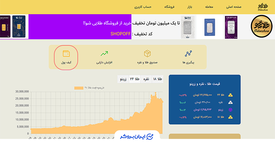 افزایش موجودی کیف پول طلایی شو