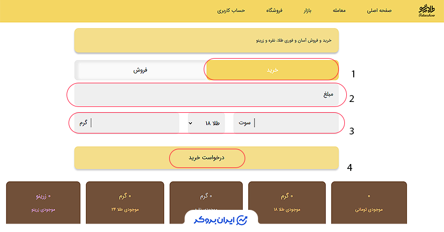 خرید طلا از صفحه معامله طلایی شو