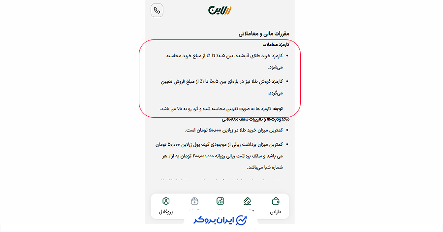کارمزد خرید و فروش طلا در زرلاین
