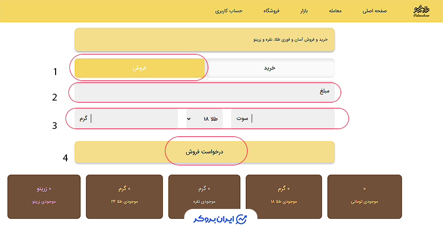 فروش طلا در صفحه معامله طلایی شو