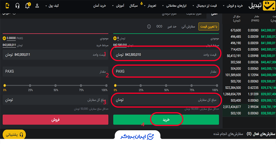 نحوه خرید توکن طلا قدم پنجم