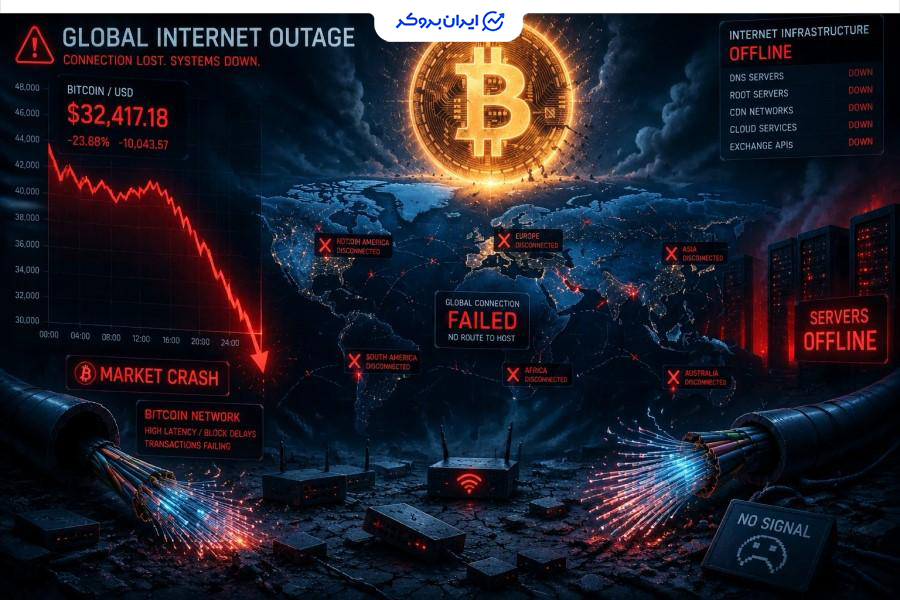 تاثیر قطع اینترنت جهانی روی قیمت بیت کوین