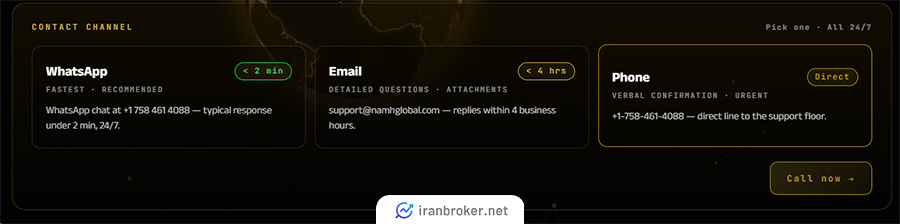 پشتیبانی بروکر Namh Global