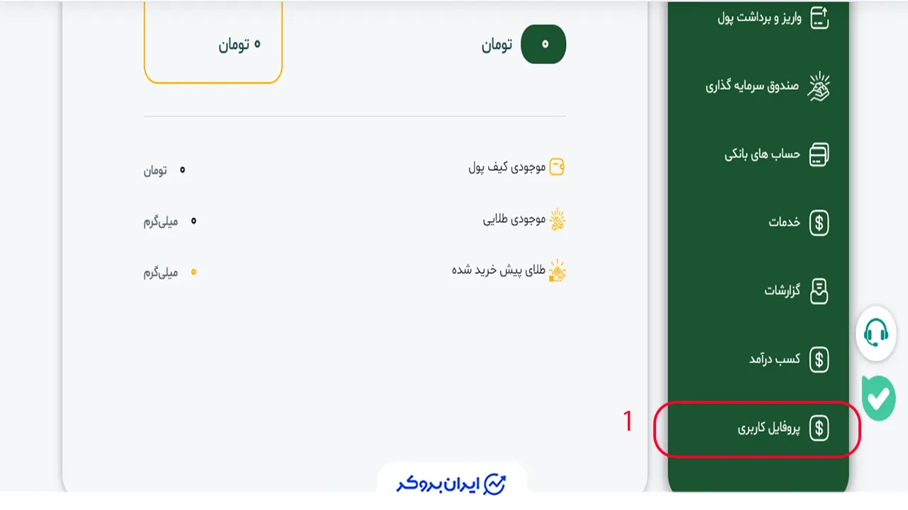 پروفایل حساب کاربری مطلا