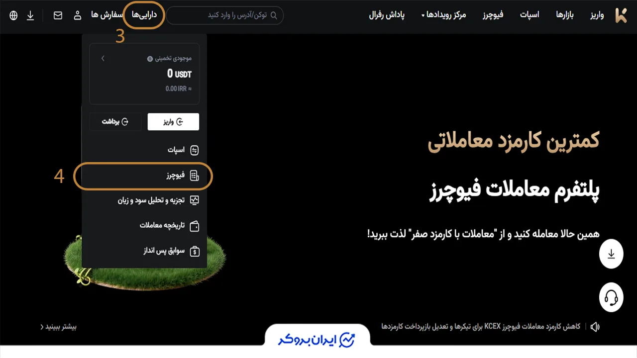 نحوه معامله فیوچرز در صرافی کی سی ایکس قدم سوم