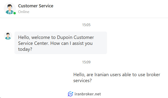 استعلام فعالیت ایرانیان از پشتیبان بروکر دوپوین