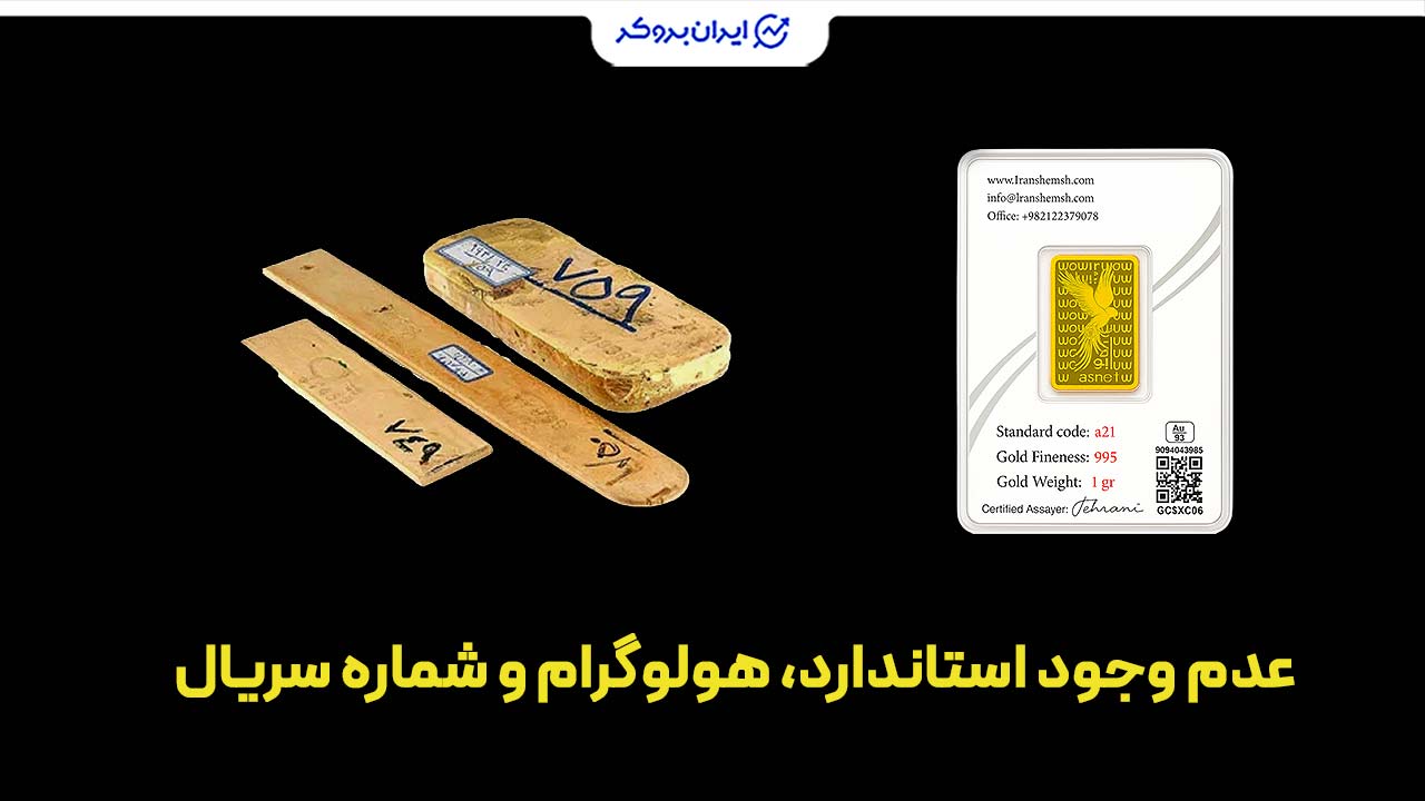 عدم وجود استاندارد، هولوگرام و شماره سریال در طلای آب شده