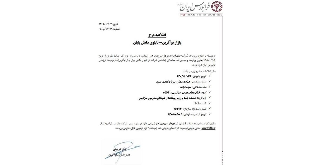 سینماتیکت وارد فرابورس شد