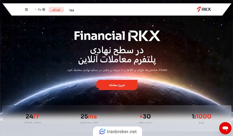 صفحه اصلی سایت بروکر آر کی ایکس