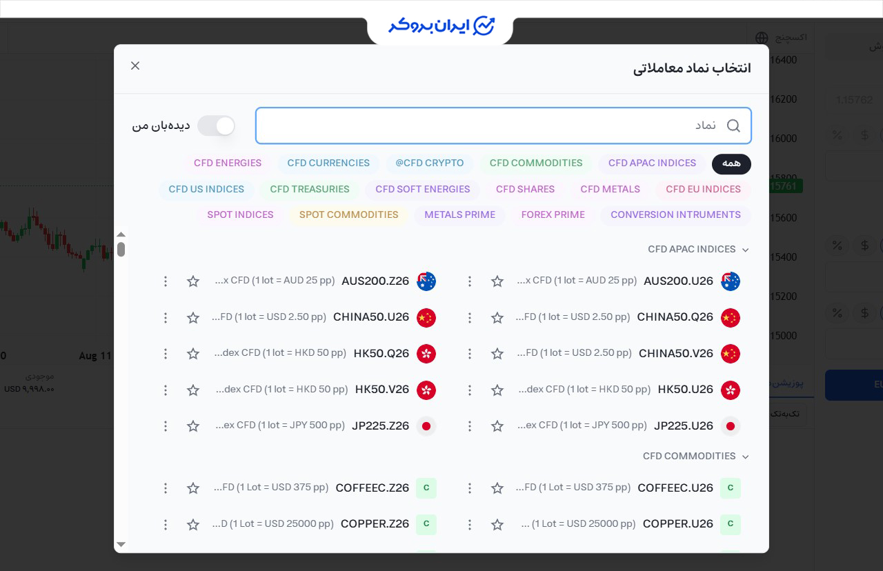 بخش ترمینال ترید پلتفرم ترایا