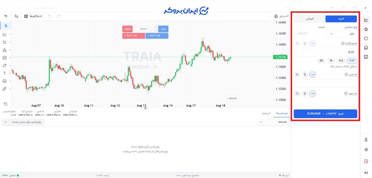 بخش ترمینال ترید پلتفرم ترایا