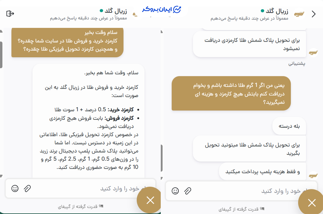کارمزدهای زریال گلد
