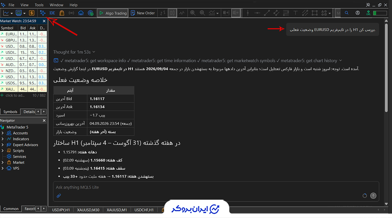 استفاده از AI Assistant داخلی متاتریدر 5