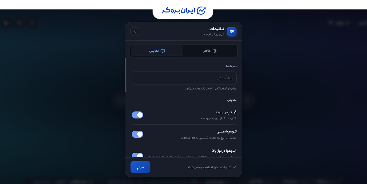 راهنمای تنظیمات اکستنشن ایران بروکر